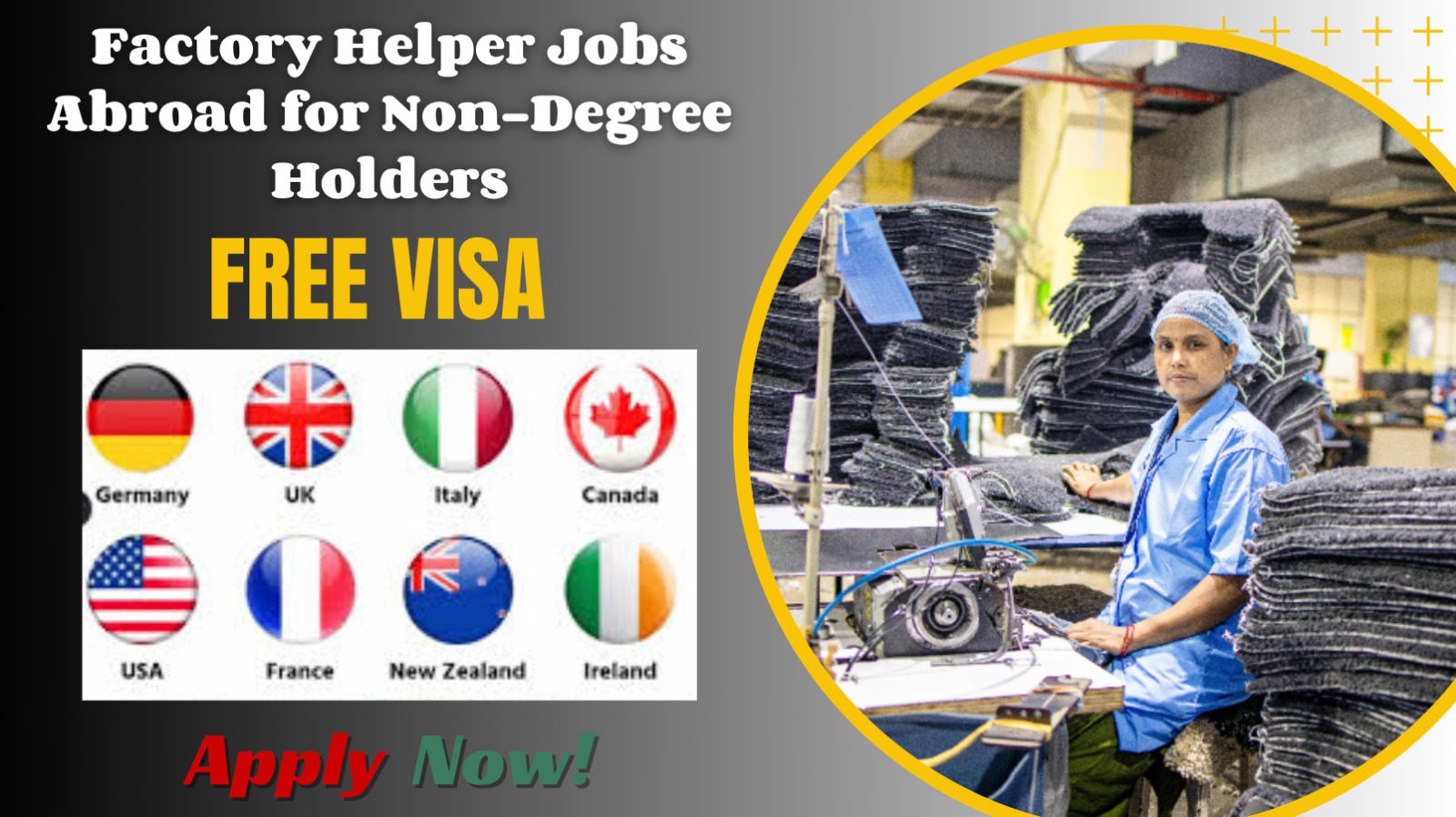 Factory Helper Jobs Abroad for Non-Degree Holders
